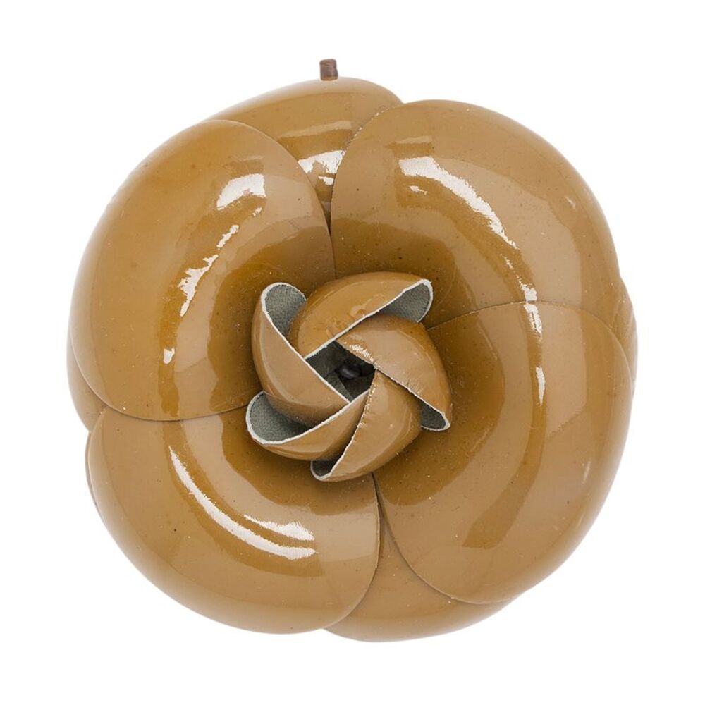 Chanel Vintage Patent Leather Camellia Brooch